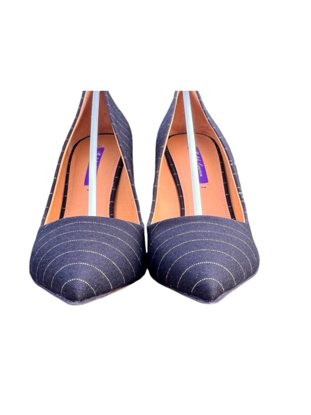 Ralph Lauren Collection Celia Pinstripe Wool Blend Pump EU 40.5 US 10.5 Italy - Picture 3 of 11